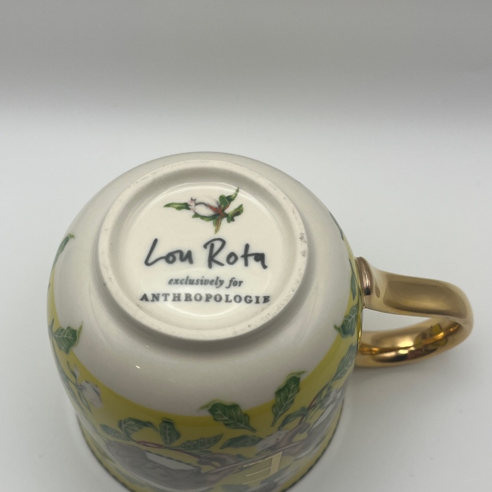 Anthropologie x Lou Rota “E” Elephant Mug with Gold Trim - Picture 3 of 14